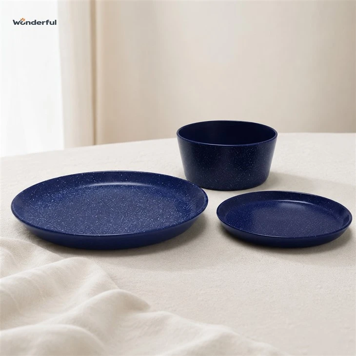 Midnight Blue Speckled Stoneware Dinnerware Set factory