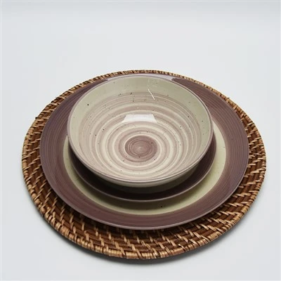 Elegant koulè wouj violèt pentire seramik dine Set